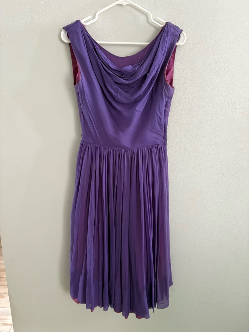 Sleeveless Purple Cowl Neck Midi Dress
